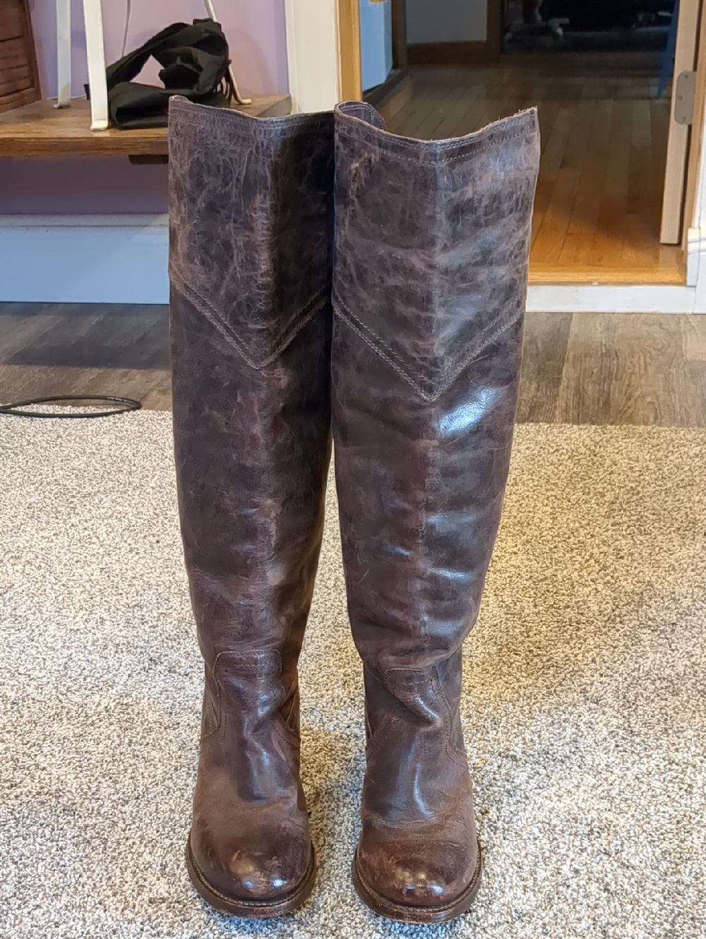 Frye Dark Brown Leather Boots with Tan Interior